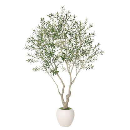 8FT Artificial Olive Tree With Decorative White Pot, Tall Indoor & Covered Outdoor Decorative Tree, 1pc/set image 4