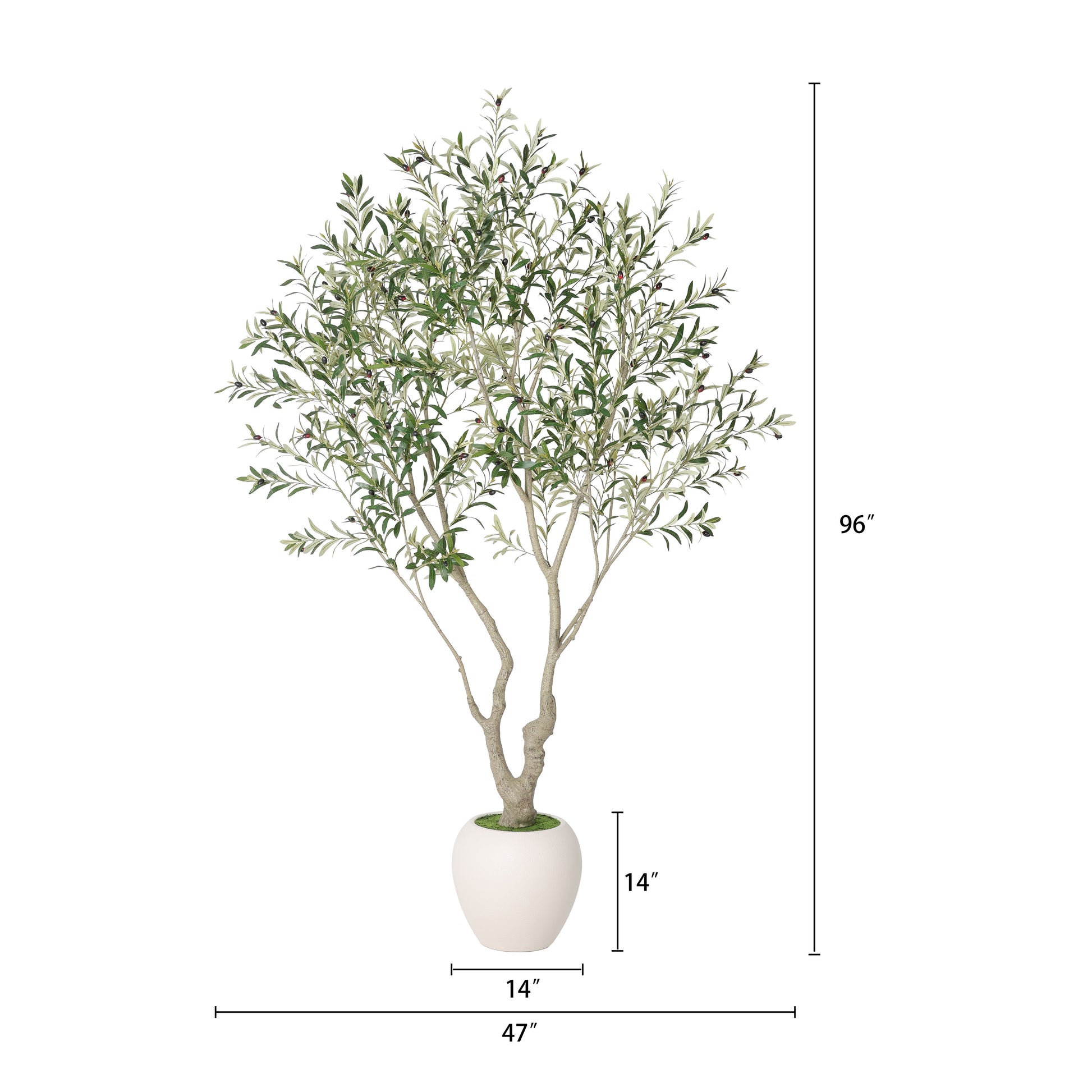 8FT Artificial Olive Tree With Decorative White Pot, Tall Indoor & Covered Outdoor Decorative Tree, 1pc/set image 5