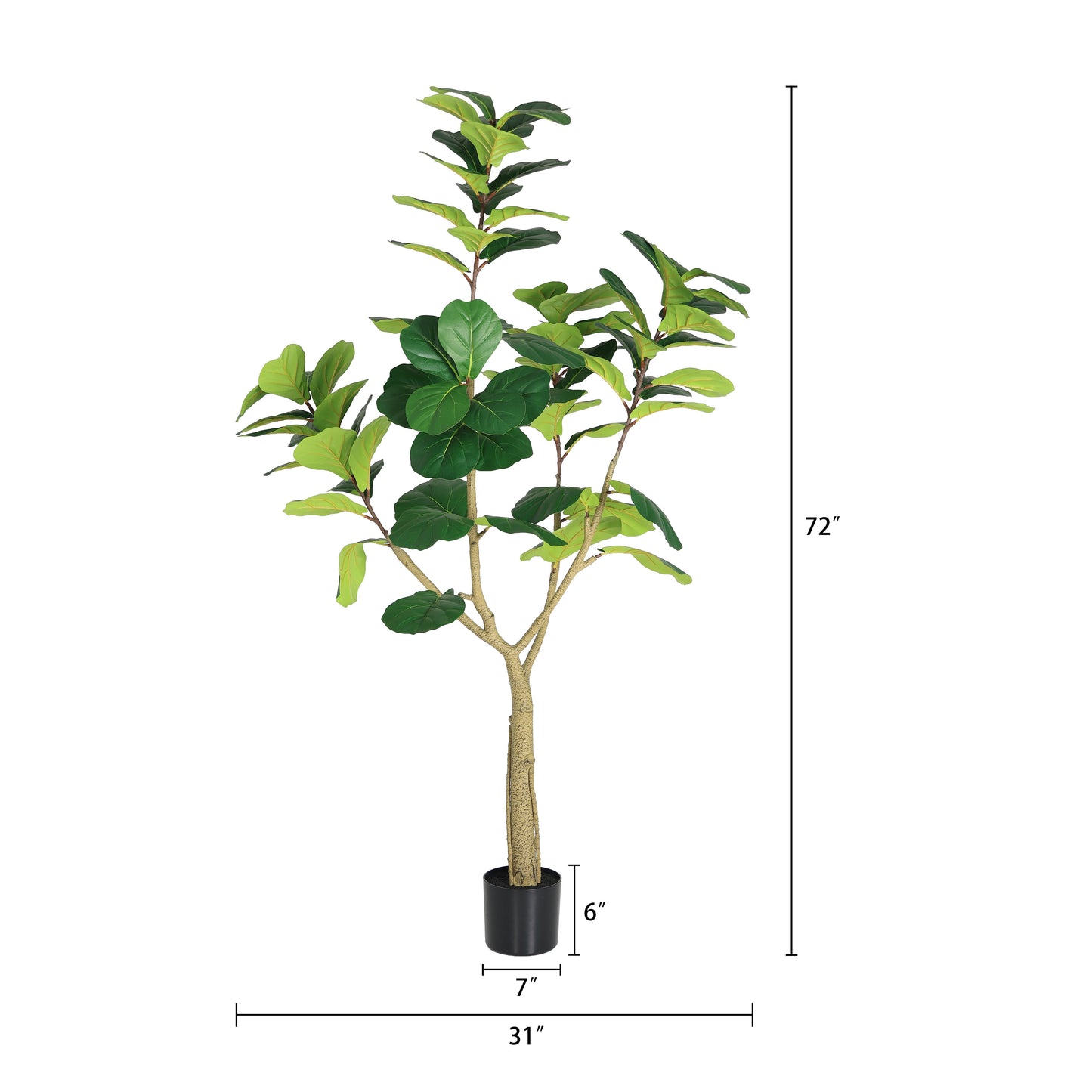 6FT Artificial Fiddle Leaf Fig Tree, Realistic Faux Potted Plant in Black Pot, 1pc/set image 10