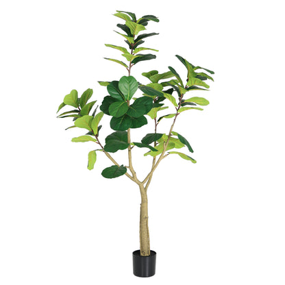 6FT Artificial Fiddle Leaf Fig Tree, Realistic Faux Potted Plant in Black Pot, 1pc/set image 7