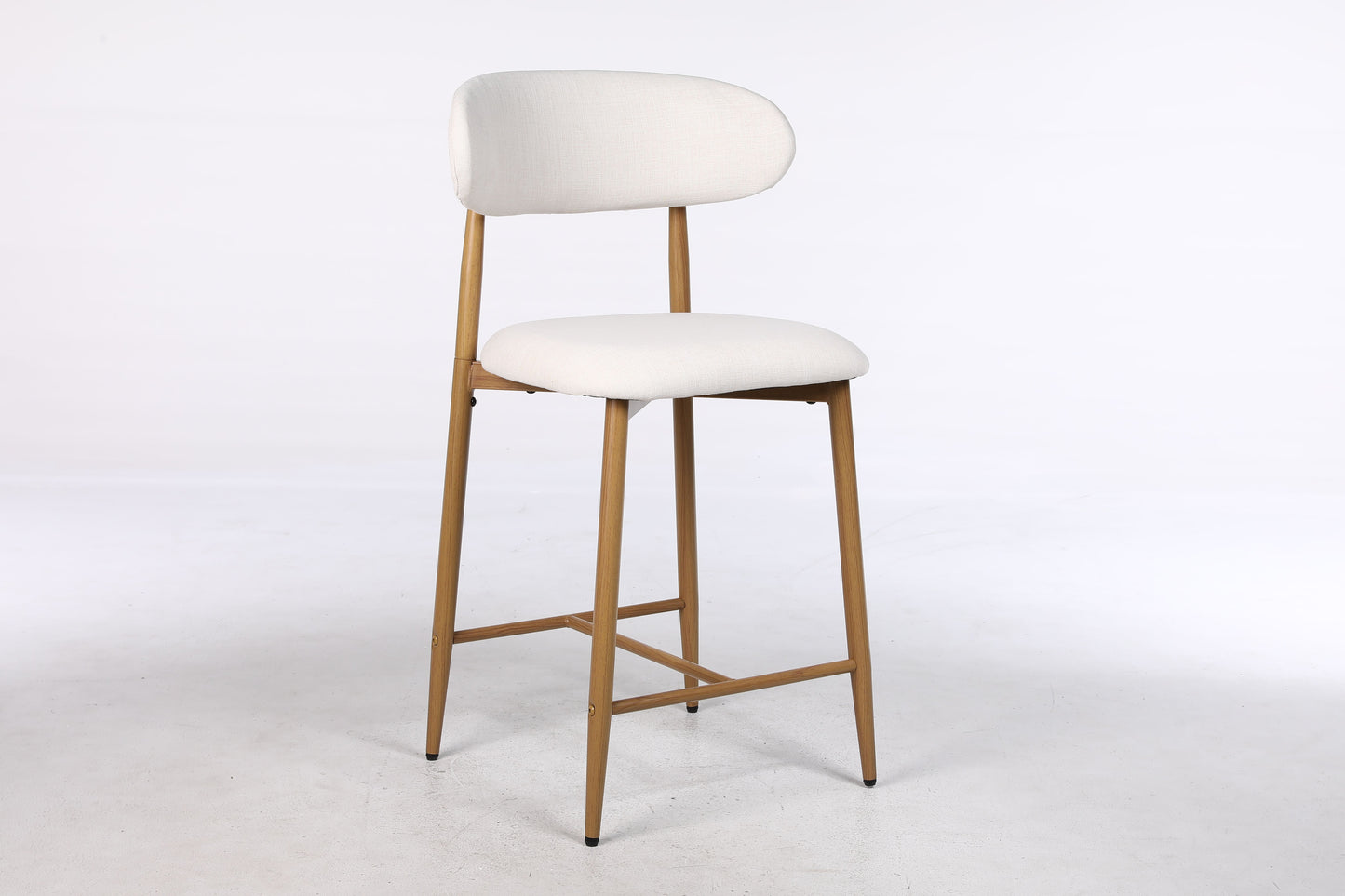 Counter Height Bar Stools Set of 2, Upholstered Counter Stools Modern Barstools with Metal Legs for Kitchen Island Dining Room, Beige image 12