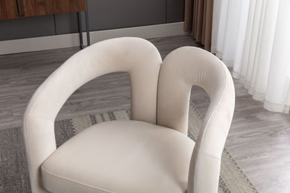 Contemporary Designed Velvet Fabric Upholstered Accent/Dining Chair /Barrel Side Chairs Kitchen Armchair for Living Room set of 2 (Beige Velvet) image 10