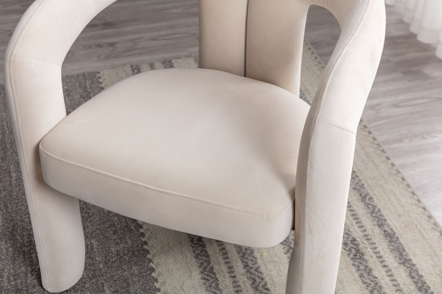 Contemporary Designed Velvet Fabric Upholstered Accent/Dining Chair /Barrel Side Chairs Kitchen Armchair for Living Room set of 2 (Beige Velvet) image 11
