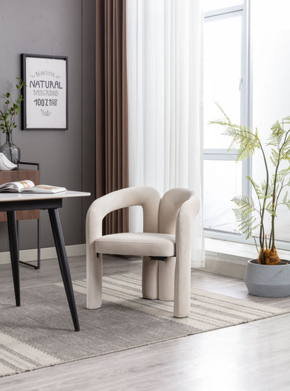 Contemporary Designed Velvet Fabric Upholstered Accent/Dining Chair /Barrel Side Chairs Kitchen Armchair for Living Room set of 2 (Beige Velvet) image 5