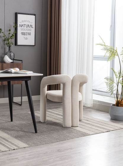 Contemporary Designed Velvet Fabric Upholstered Accent/Dining Chair /Barrel Side Chairs Kitchen Armchair for Living Room set of 2 (Beige Velvet) image 7