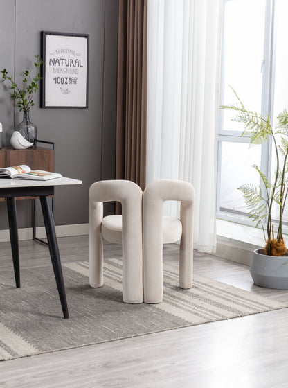 Contemporary Designed Velvet Fabric Upholstered Accent/Dining Chair /Barrel Side Chairs Kitchen Armchair for Living Room set of 2 (Beige Velvet) image 8