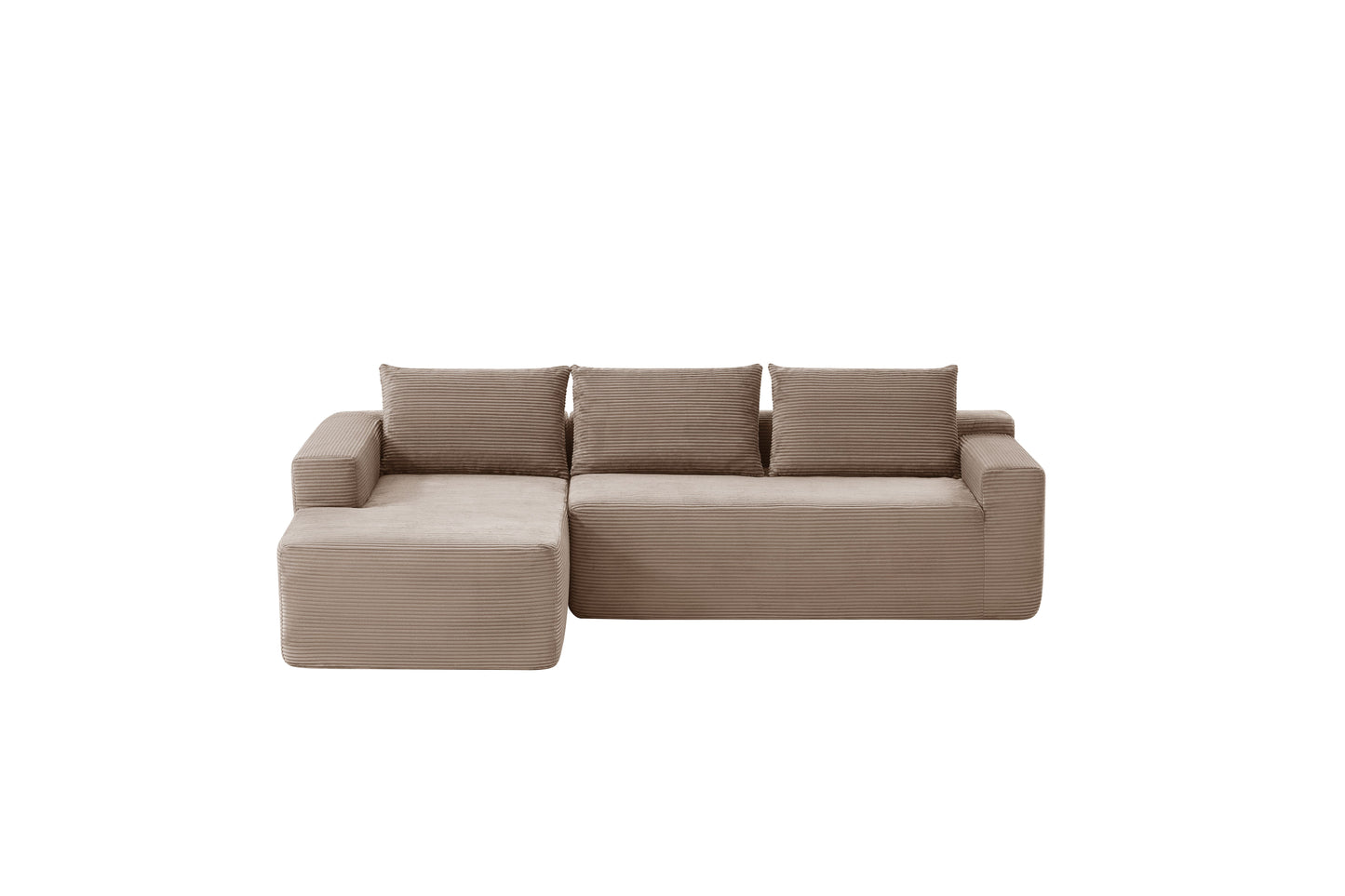 96.9"Cloud Sectional Couch with L-Shape Chaise,Modern Modular Sofa with Deep Seat,Upholstered Couches for Living Room Bedroom,No Assembly Required,(Plush Corduroy Fabric),Camel image 7