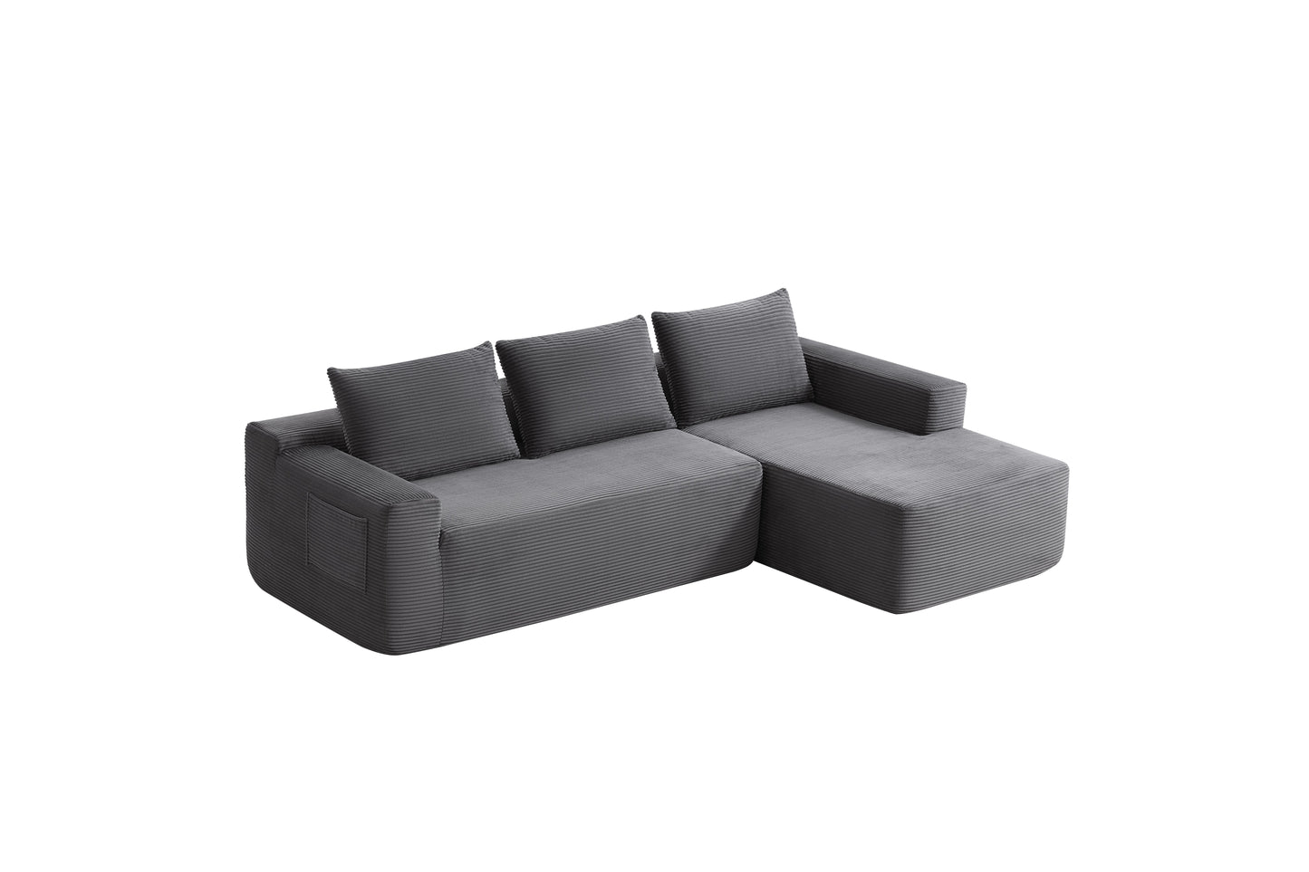 96.9"Compressible doubleCloud Sectional Couch with L-Shape Chaise,Modern Modular Sofa with Deep Seat,Upholstered Couches for Living Room Bedroom,No Assembly Required,(Plush Corduroy Fabric),Grey Right image 11
