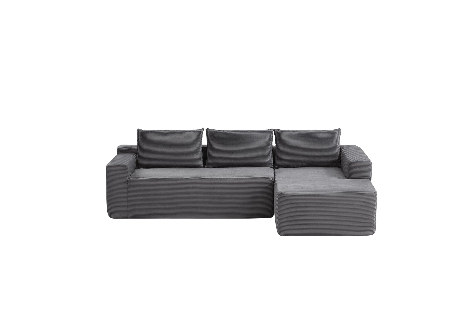 96.9"Compressible doubleCloud Sectional Couch with L-Shape Chaise,Modern Modular Sofa with Deep Seat,Upholstered Couches for Living Room Bedroom,No Assembly Required,(Plush Corduroy Fabric),Grey Right image 7
