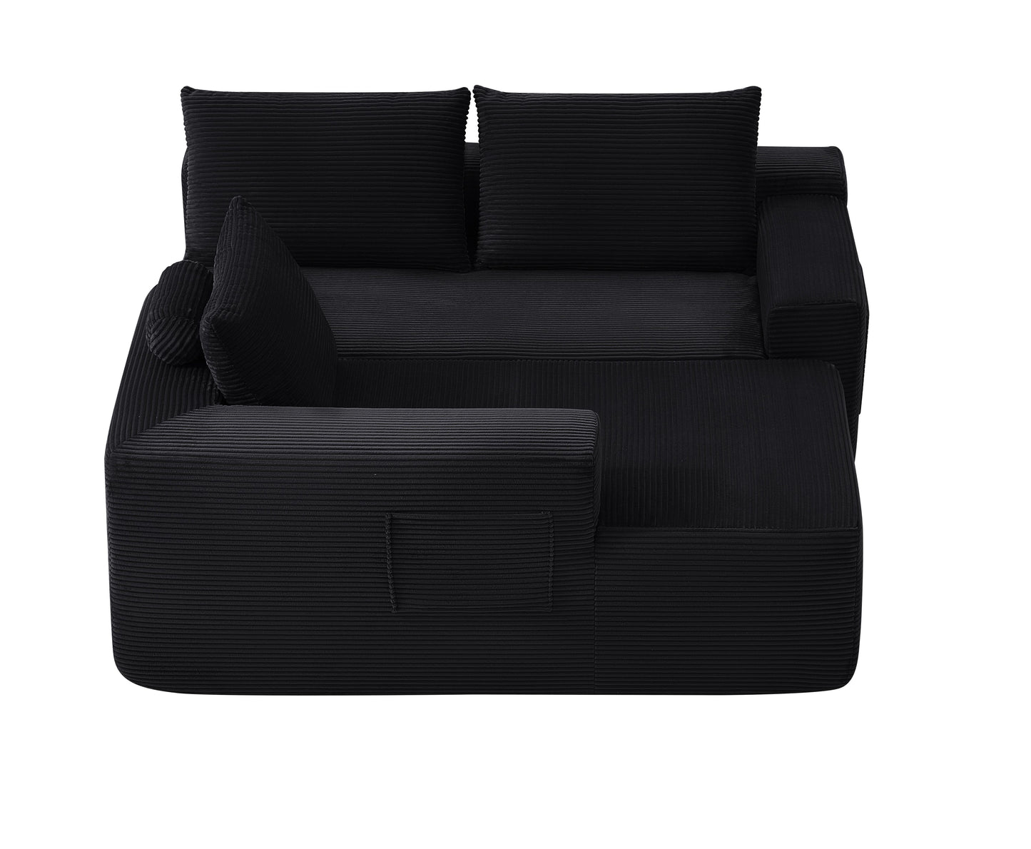 NEW-96.9" Cloud Sectional Couch with L-Shape Chaise,Modern Modular Sofa with Deep Seat, Upholstered Couches for Living Room Bedroom,No Assembly Required, (Corduroy Fabric),Black image 12