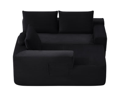 NEW-96.9" Cloud Sectional Couch with L-Shape Chaise,Modern Modular Sofa with Deep Seat, Upholstered Couches for Living Room Bedroom,No Assembly Required, (Corduroy Fabric),Black image 12