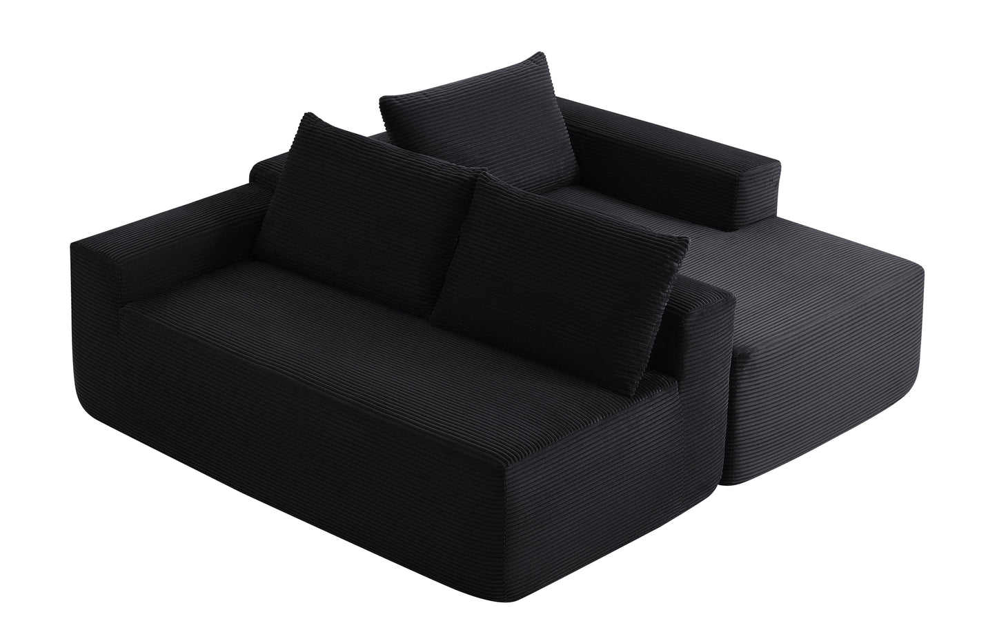NEW 96.9" Cloud Sectional Couch with L-Shape Chaise,Modern Modular Sofa with Deep Seat, Upholstered Couches for Living Room Bedroom,No Assembly Required, (Corduroy Fabric),Black,Right image 12