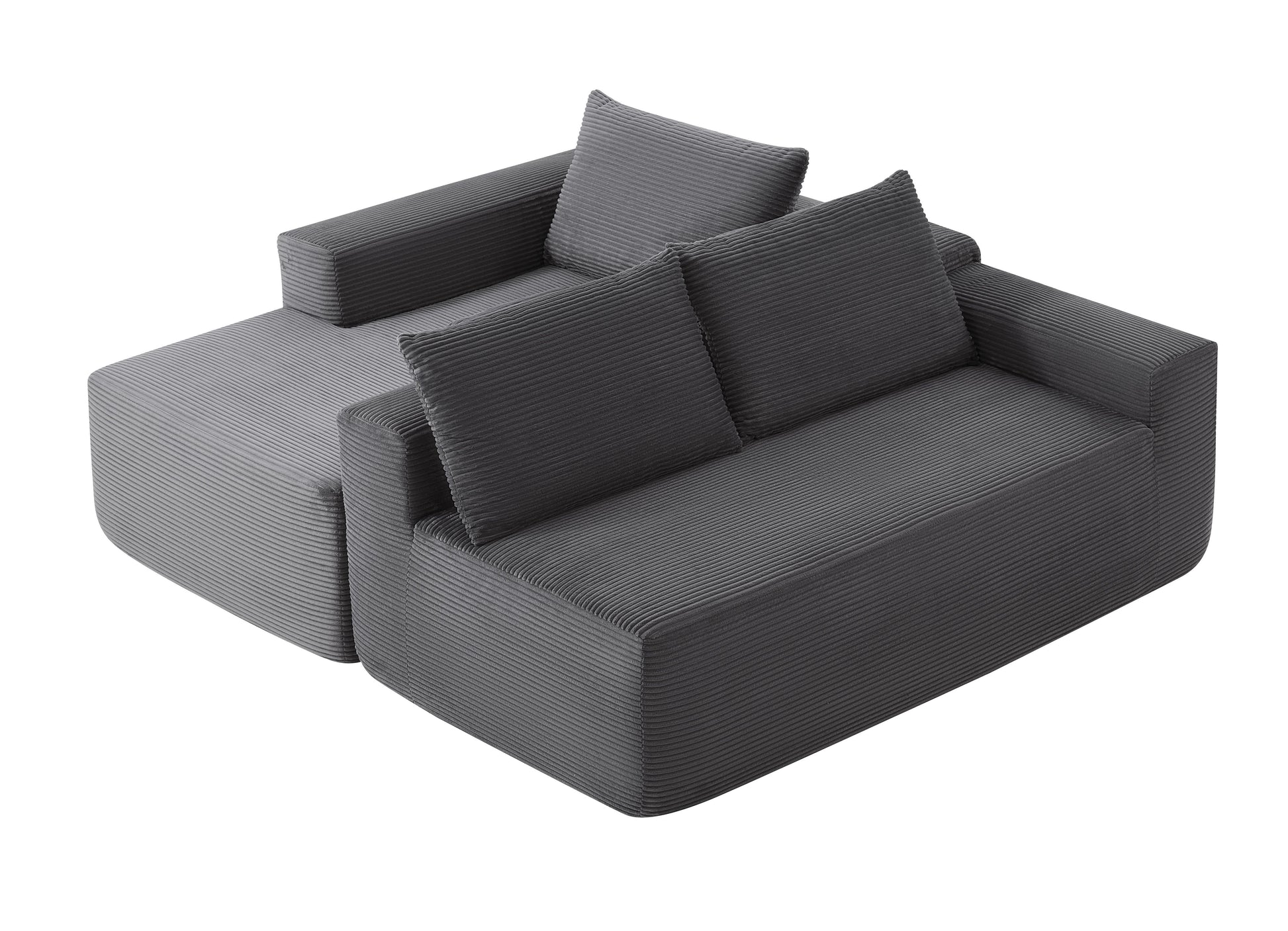 NEW 96.9" Cloud Sectional Couch with U-Shaped Chaise,Modern Modular Sofa with Deep Seat, Upholstered Couches for Living Room Bedroom,No Assembly Required,(Plush Corduroy Fabric),Grey-Blue-Left image 6
