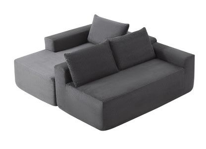 NEW 96.9" Cloud Sectional Couch with U-Shaped Chaise,Modern Modular Sofa with Deep Seat, Upholstered Couches for Living Room Bedroom,No Assembly Required,(Plush Corduroy Fabric),Grey-Blue-Left image 6