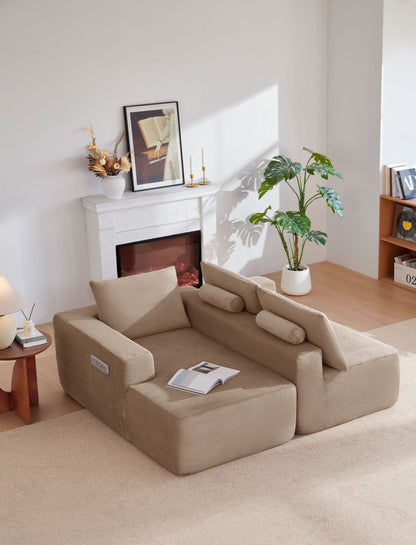 New 96.9"Cloud Sectional Couch with L-Shape Chaise,Modern Modular Sofa with Deep Seat,Upholstered Couches for Living Room Bedroom,No Assembly Required,(Corduroy Fabric),Camel,left image 4