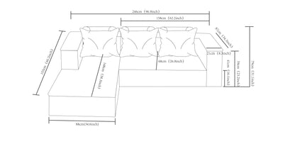 New 96.9"Cloud Sectional Couch with L-Shape Chaise,Modern Modular Sofa with Deep Seat,Upholstered Couches for Living Room Bedroom,No Assembly Required,(Corduroy Fabric),Camel,left image 6