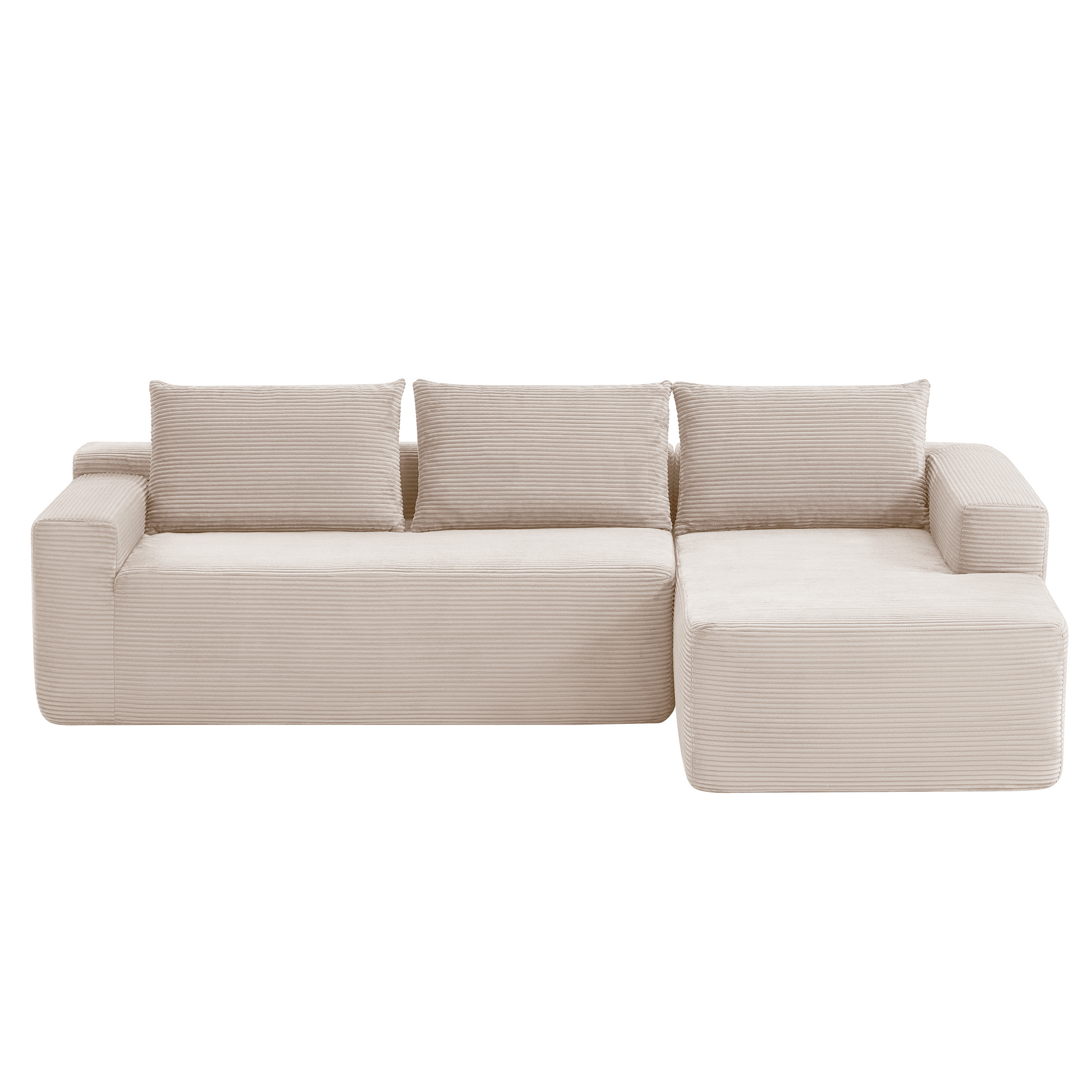 New 96.9''Cloud Sectional Couch with L-Shaped Chaise,Modern Modular Sofa with Deep Seat, Upholstered Couches for Living Room Bedroom,No Assembly Required,(Corduroy Fabric),White,Right image 9