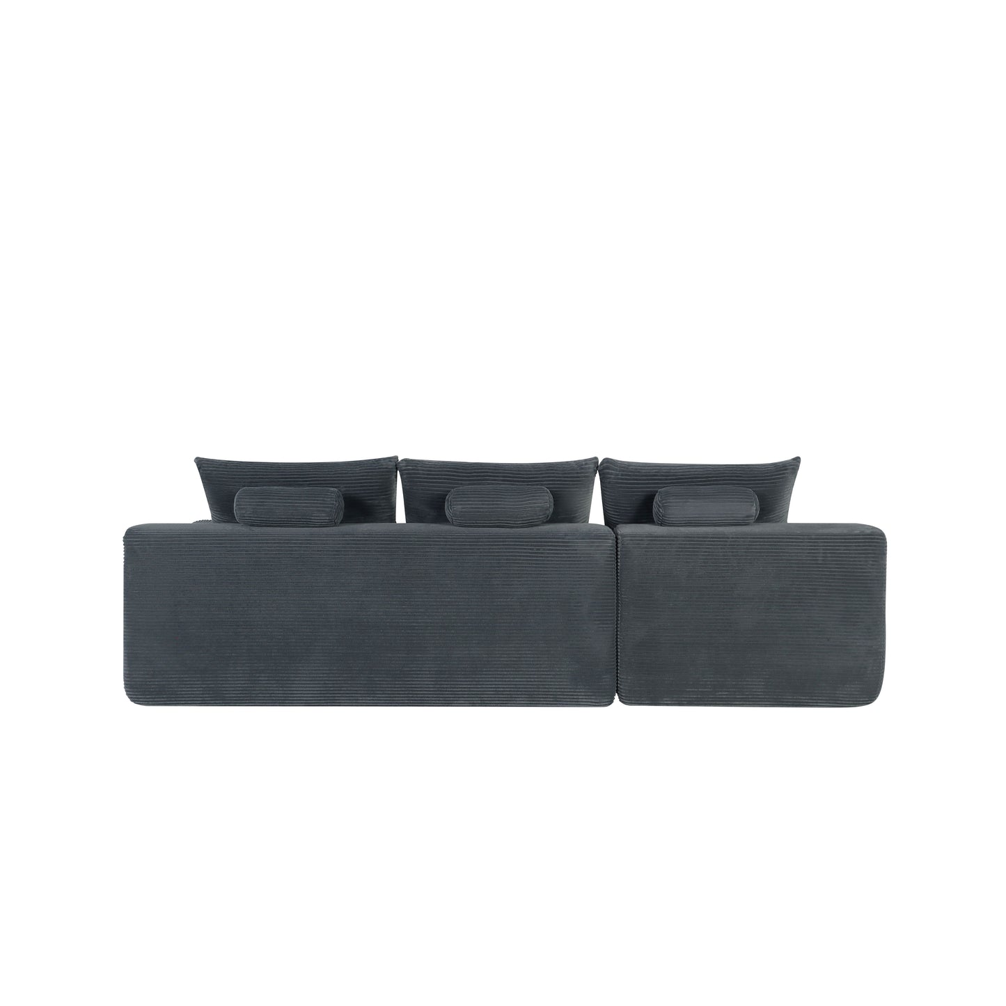 NEW2 96.9" Cloud Sectional Couch with U-Shaped Chaise,Modern Modular Sofa with Deep Seat, Upholstered Couches for Living Room Bedroom,No Assembly Required,(Plush Corduroy Fabric),Grey-Left image 10