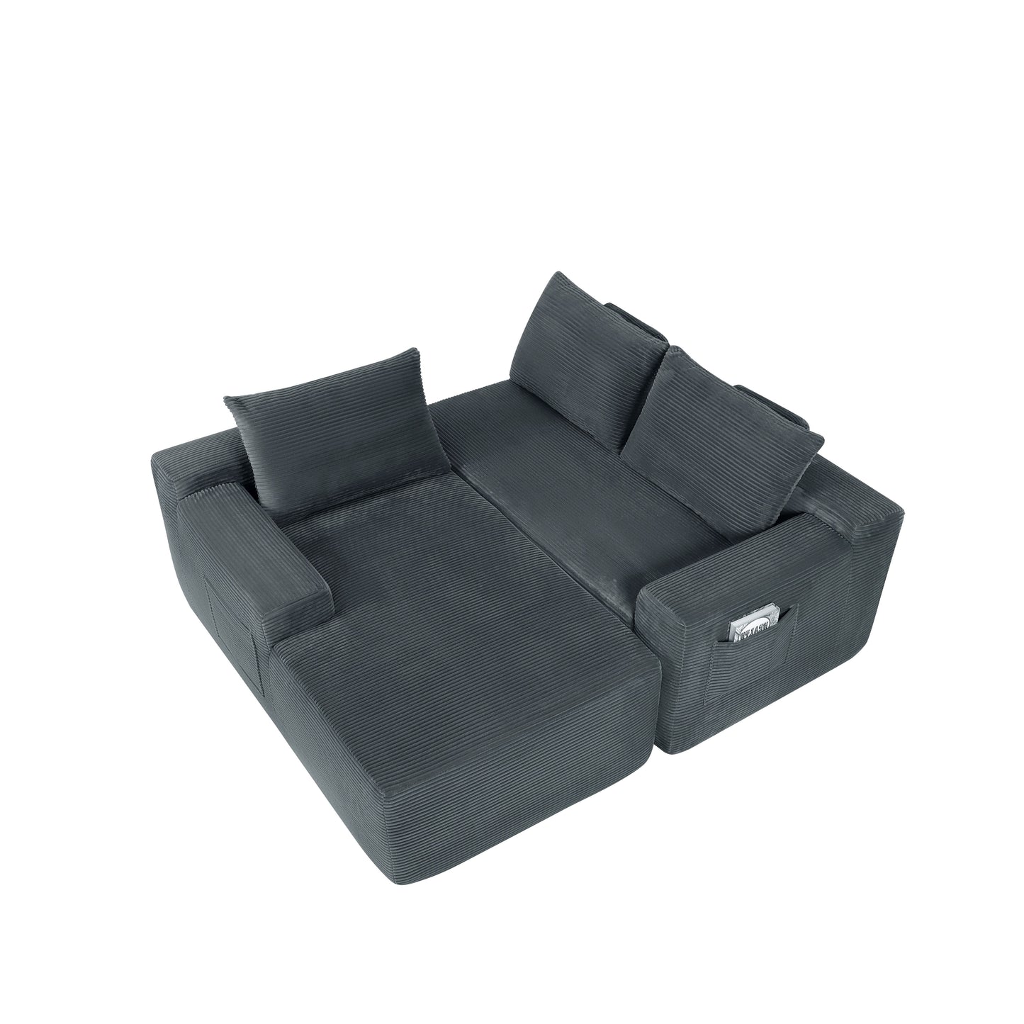 NEW2 96.9" Cloud Sectional Couch with U-Shaped Chaise,Modern Modular Sofa with Deep Seat, Upholstered Couches for Living Room Bedroom,No Assembly Required,(Plush Corduroy Fabric),Grey-Left image 3