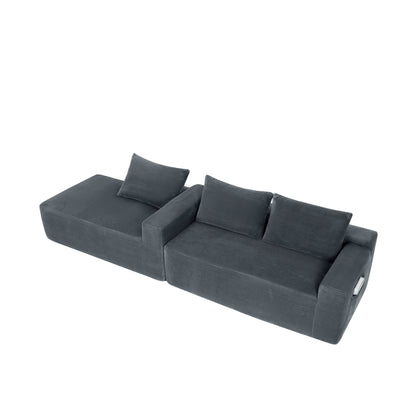 NEW2 96.9" Cloud Sectional Couch with U-Shaped Chaise,Modern Modular Sofa with Deep Seat, Upholstered Couches for Living Room Bedroom,No Assembly Required,(Plush Corduroy Fabric),Grey-Left image 5