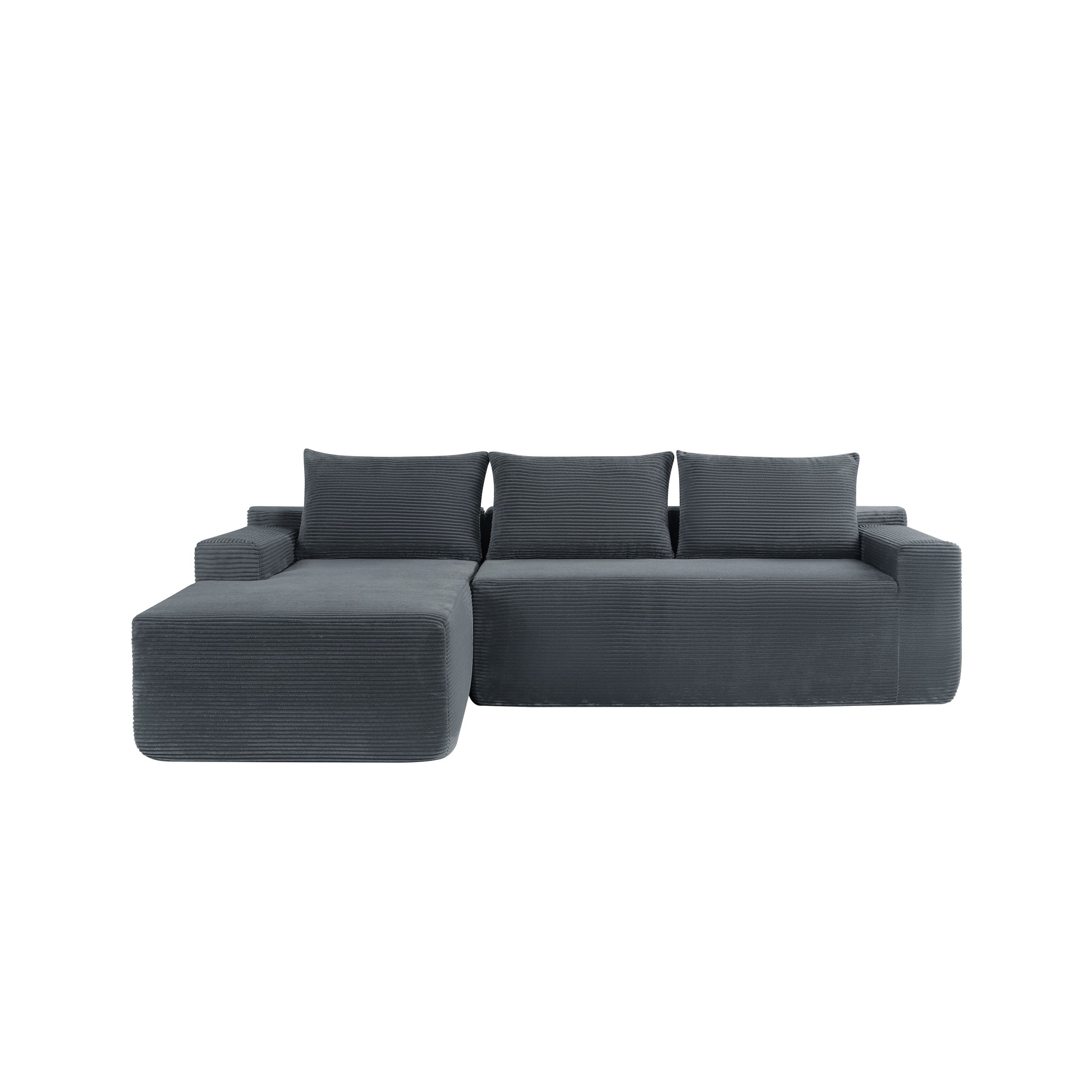 NEW2 96.9" Cloud Sectional Couch with U-Shaped Chaise,Modern Modular Sofa with Deep Seat, Upholstered Couches for Living Room Bedroom,No Assembly Required,(Plush Corduroy Fabric),Grey-Left image 6