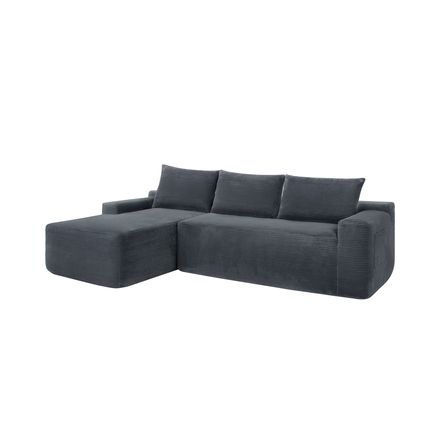 NEW2 96.9" Cloud Sectional Couch with U-Shaped Chaise,Modern Modular Sofa with Deep Seat, Upholstered Couches for Living Room Bedroom,No Assembly Required,(Plush Corduroy Fabric),Grey-Left image 8
