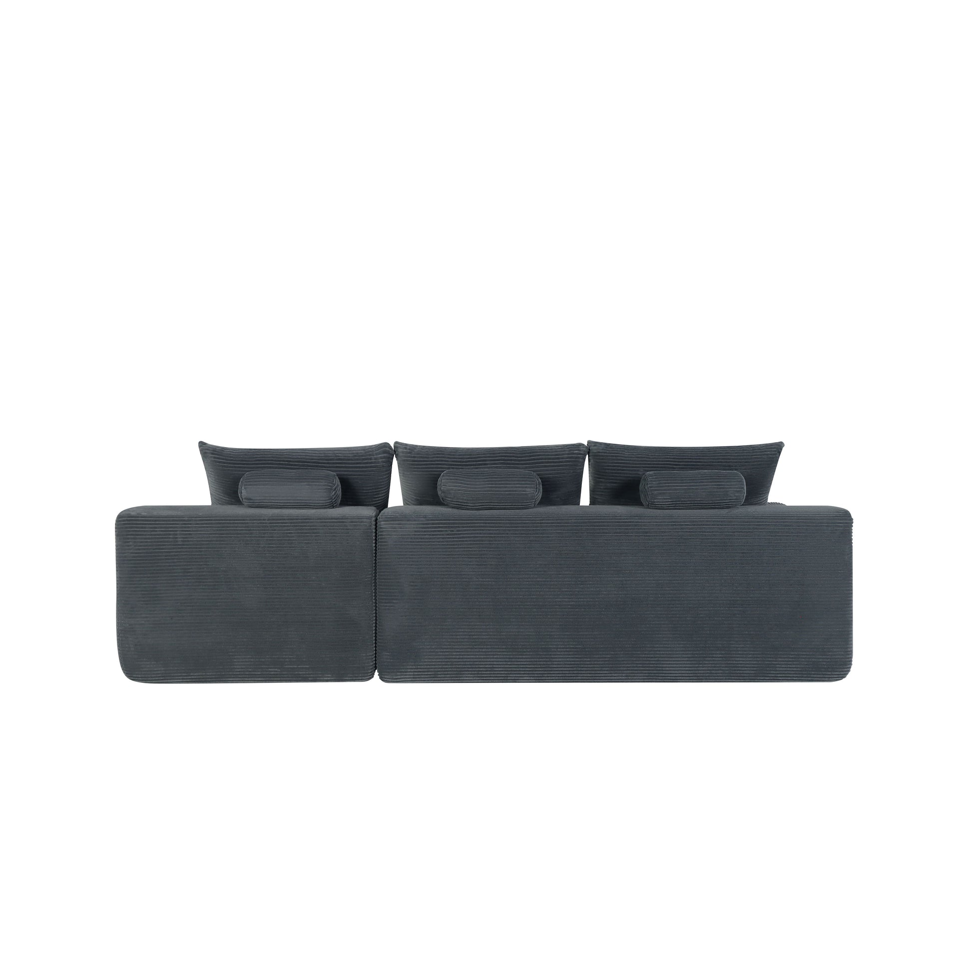 New2 96.9"Compressible doubleCloud Sectional Couch with L-Shape Chaise,Modern Modular Sofa with Deep Seat,Upholstered Couches for Living Room Bedroom,No Assembly Required, Corduroy Fabric,Grey Right image 10