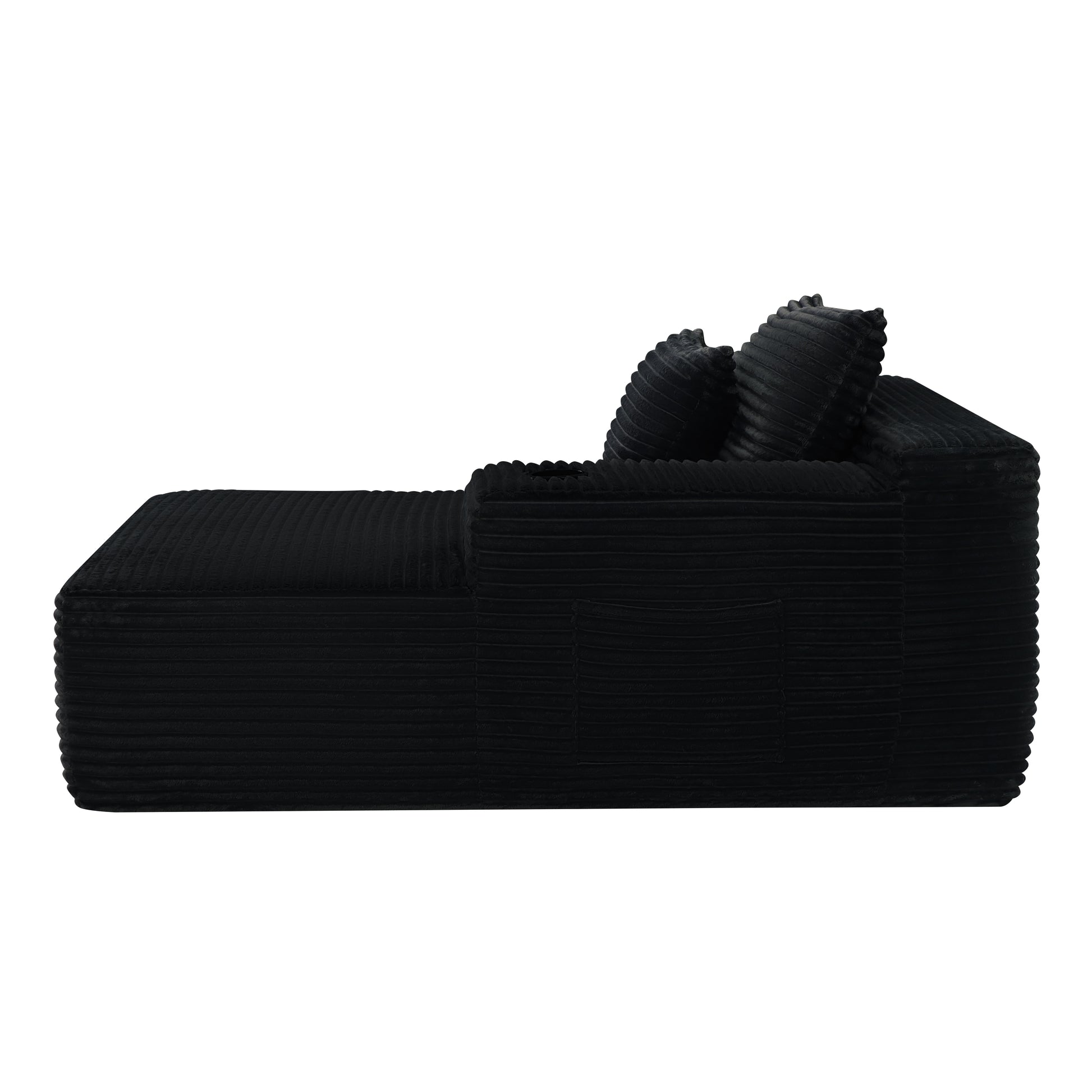 37.5-inch Right chaise longue with plush black velvet, cup holder, flexible matching, mainly for living room use. image 4