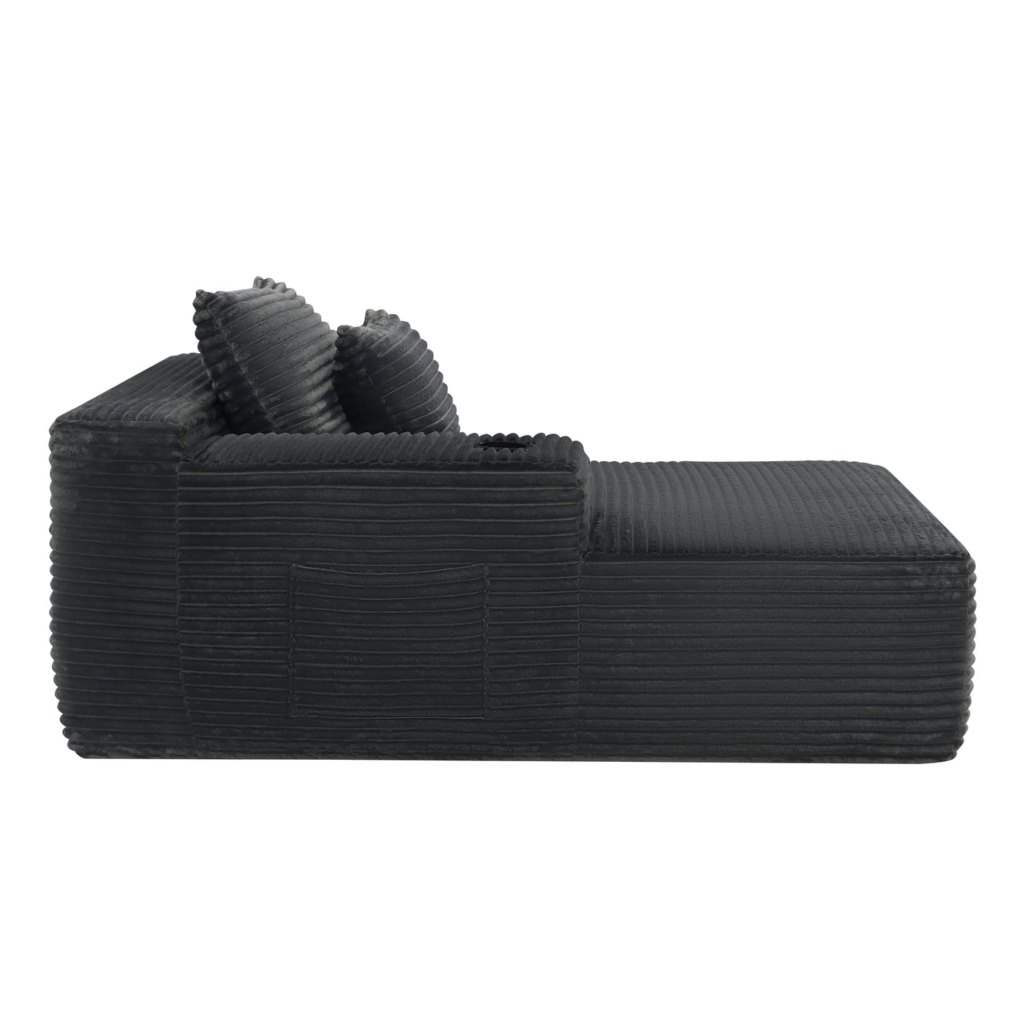 37.5-inch left chaise longue with grey black velvet, cup holder, flexible matching, mainly for living room use. image 4