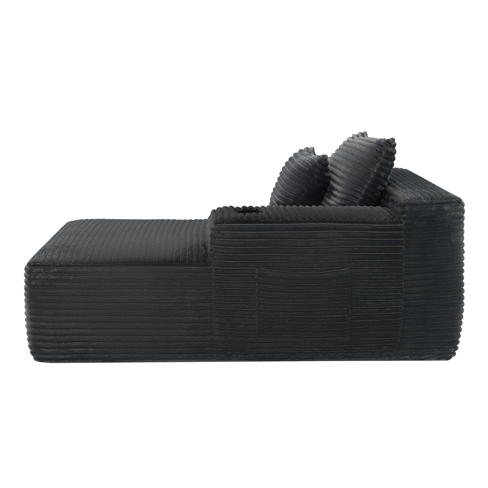 37.5-inch Right chaise longue with plush grey velvet, cup holder, flexible matching, mainly for living room use. image 4