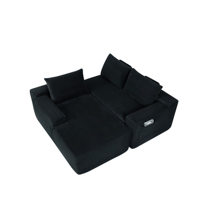 NEW2-96.9" Cloud Sectional Couch with L-Shape Chaise,Modern Modular Sofa with Deep Seat, Upholstered Couches for Living Room Bedroom,No Assembly Required, (Corduroy Fabric),Black image 10