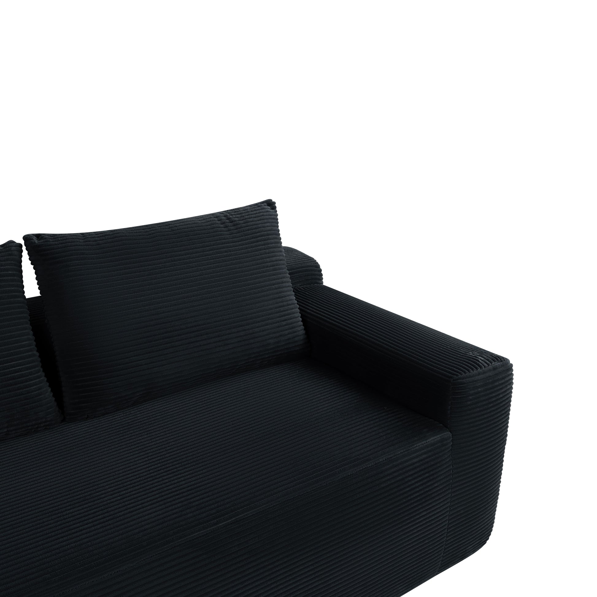 NEW2-96.9" Cloud Sectional Couch with L-Shape Chaise,Modern Modular Sofa with Deep Seat, Upholstered Couches for Living Room Bedroom,No Assembly Required, (Corduroy Fabric),Black image 11