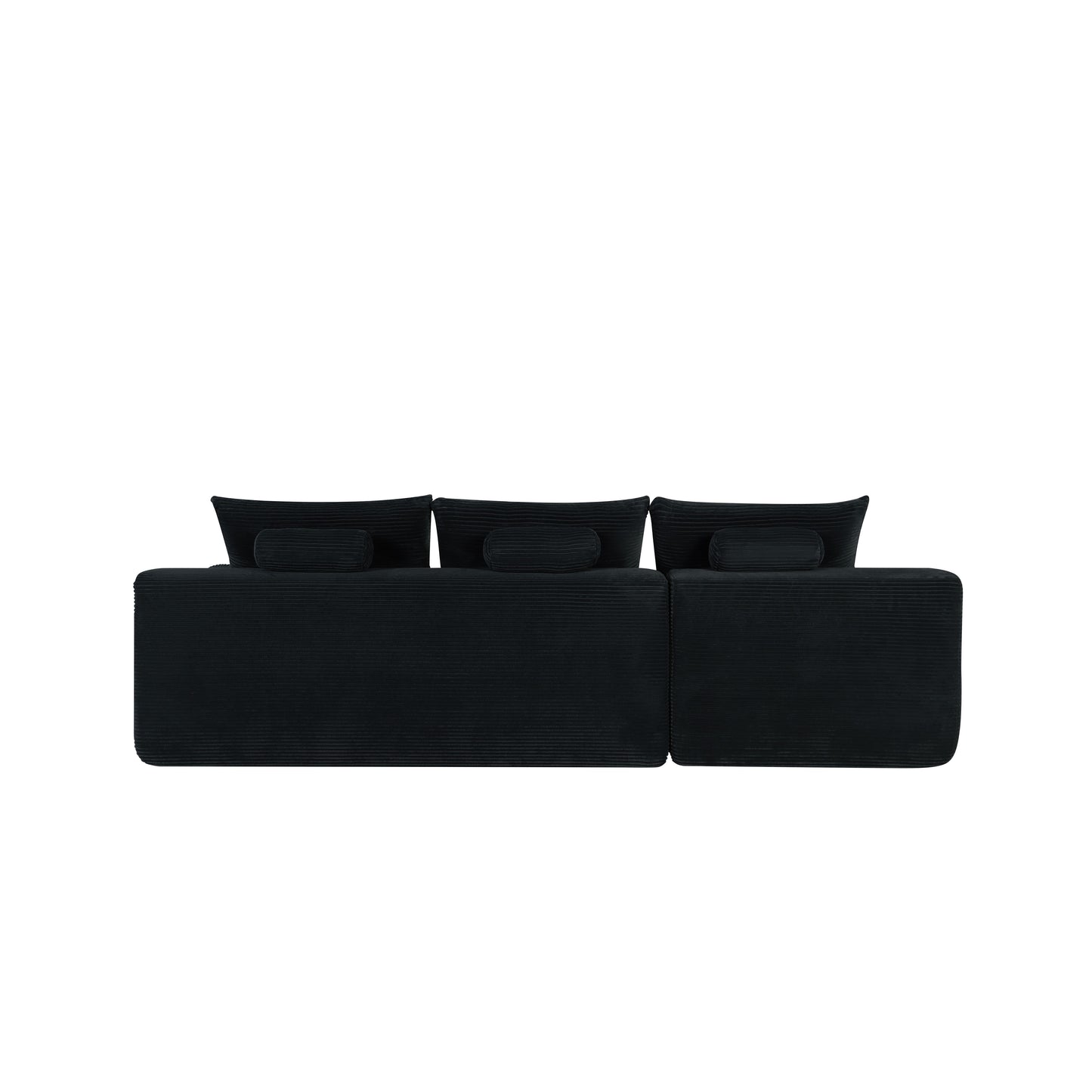 NEW2-96.9" Cloud Sectional Couch with L-Shape Chaise,Modern Modular Sofa with Deep Seat, Upholstered Couches for Living Room Bedroom,No Assembly Required, (Corduroy Fabric),Black image 8