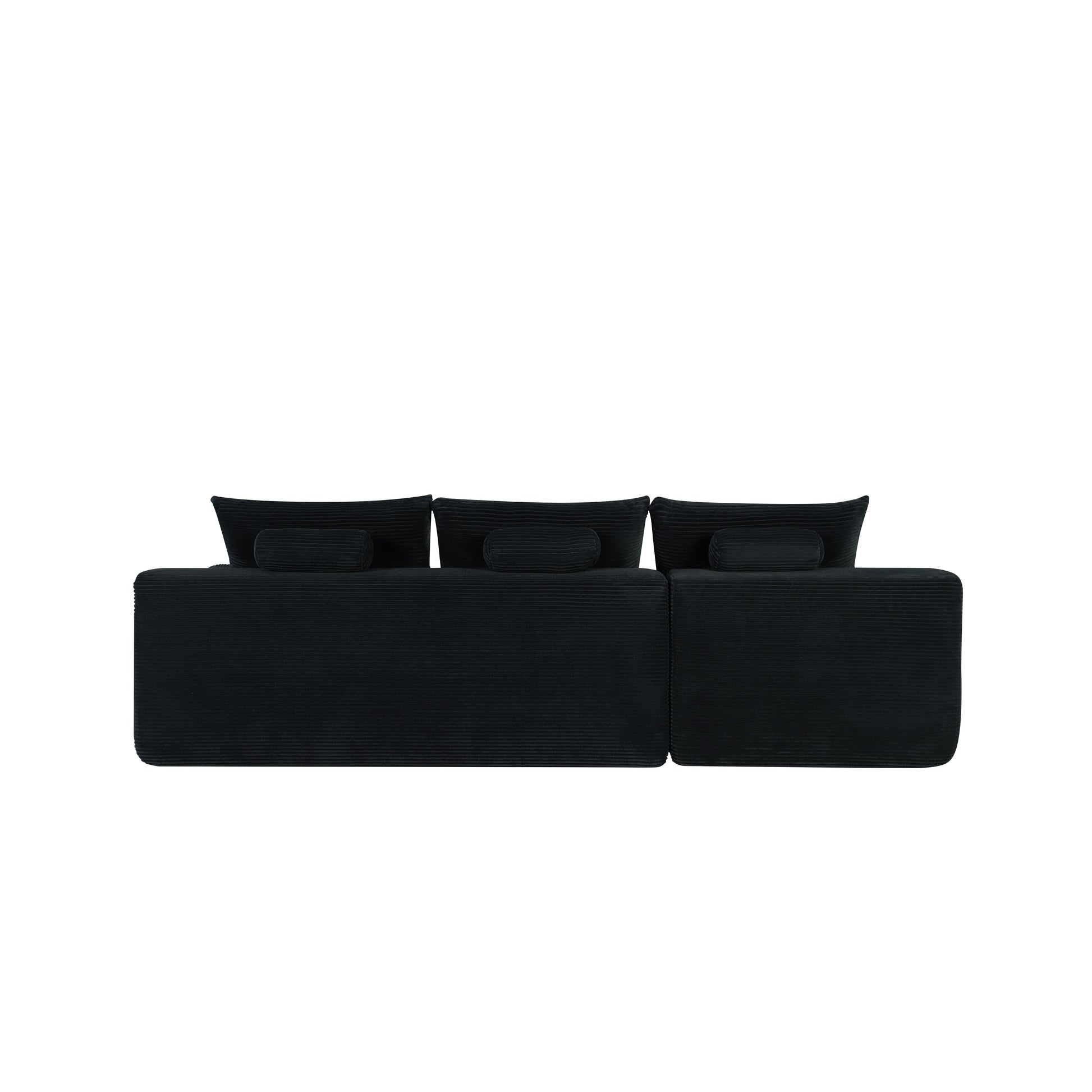 NEW2-96.9" Cloud Sectional Couch with L-Shape Chaise,Modern Modular Sofa with Deep Seat, Upholstered Couches for Living Room Bedroom,No Assembly Required, (Corduroy Fabric),Black image 8