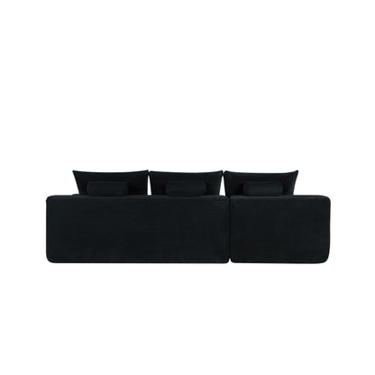 NEW2-96.9" Cloud Sectional Couch with L-Shape Chaise,Modern Modular Sofa with Deep Seat, Upholstered Couches for Living Room Bedroom,No Assembly Required, (Corduroy Fabric),Black image 8