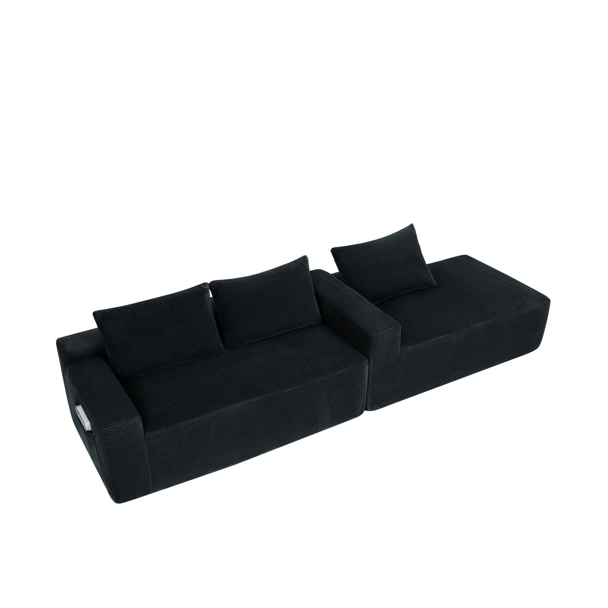 NEW2 96.9" Cloud Sectional Couch with L-Shape Chaise,Modern Modular Sofa with Deep Seat, Upholstered Couches for Living Room Bedroom,No Assembly Required, (Corduroy Fabric),Black,Right image 10