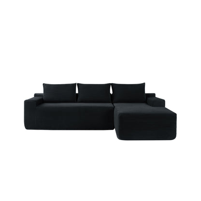 NEW2 96.9" Cloud Sectional Couch with L-Shape Chaise,Modern Modular Sofa with Deep Seat, Upholstered Couches for Living Room Bedroom,No Assembly Required, (Corduroy Fabric),Black,Right image 5
