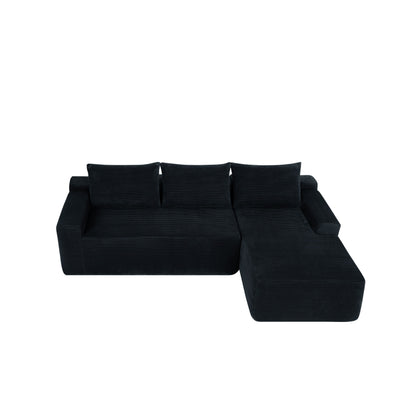 NEW2 96.9" Cloud Sectional Couch with L-Shape Chaise,Modern Modular Sofa with Deep Seat, Upholstered Couches for Living Room Bedroom,No Assembly Required, (Corduroy Fabric),Black,Right image 7