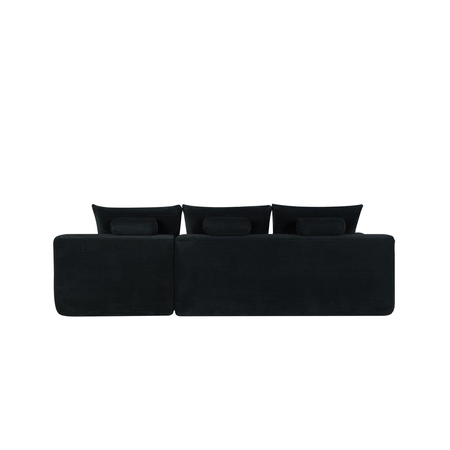 NEW2 96.9" Cloud Sectional Couch with L-Shape Chaise,Modern Modular Sofa with Deep Seat, Upholstered Couches for Living Room Bedroom,No Assembly Required, (Corduroy Fabric),Black,Right image 8