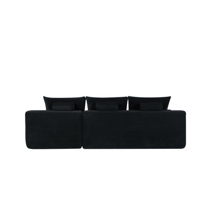 NEW2 96.9" Cloud Sectional Couch with L-Shape Chaise,Modern Modular Sofa with Deep Seat, Upholstered Couches for Living Room Bedroom,No Assembly Required, (Corduroy Fabric),Black,Right image 8