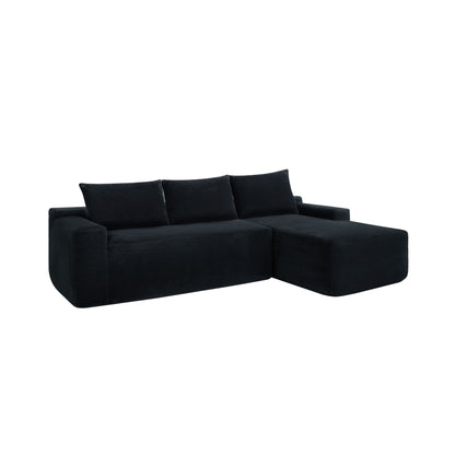 NEW2 96.9" Cloud Sectional Couch with L-Shape Chaise,Modern Modular Sofa with Deep Seat, Upholstered Couches for Living Room Bedroom,No Assembly Required, (Corduroy Fabric),Black,Right image 9