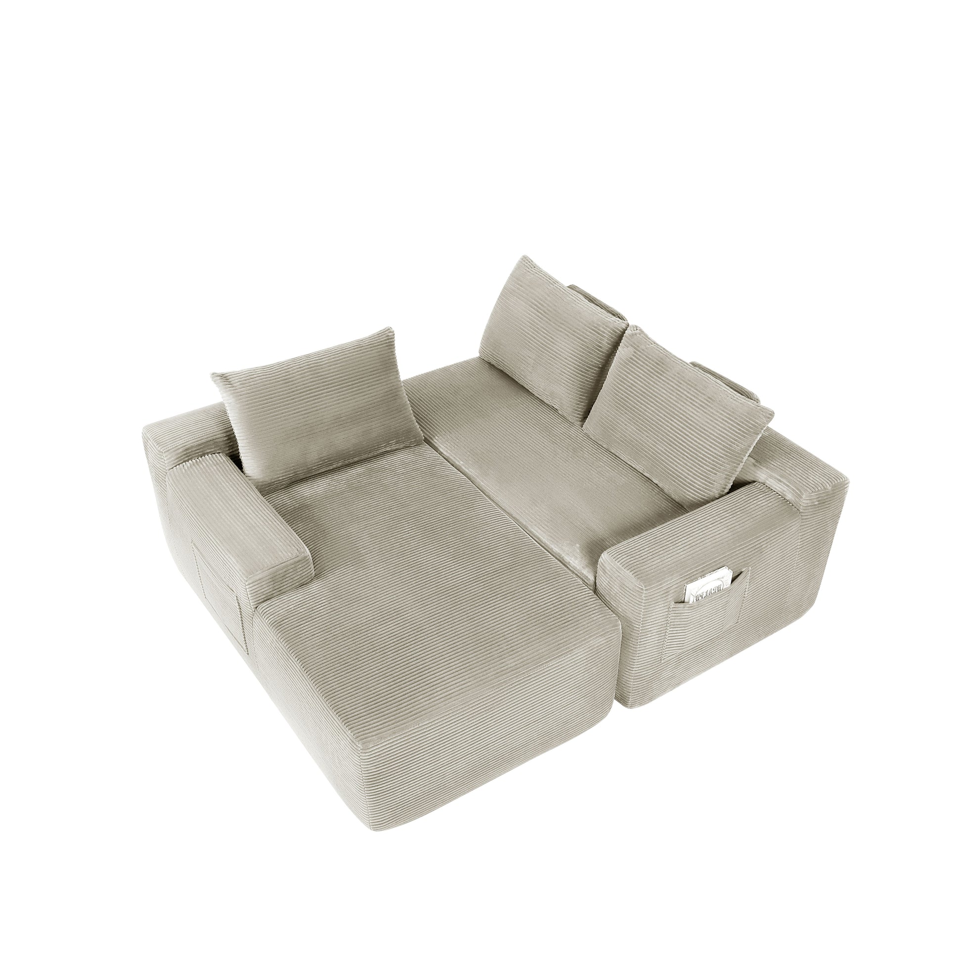New2 96.9"Cloud Sectional Couch with L-Shape Chaise,Modern Modular Sofa with Deep Seat,Upholstered Couches for Living Room Bedroom,No Assembly Required,(Corduroy Fabric),Camel,left image 4