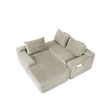 New2 96.9"Cloud Sectional Couch with L-Shape Chaise,Modern Modular Sofa with Deep Seat,Upholstered Couches for Living Room Bedroom,No Assembly Required,(Corduroy Fabric),Camel,left image 4