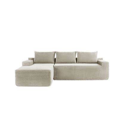 New2 96.9"Cloud Sectional Couch with L-Shape Chaise,Modern Modular Sofa with Deep Seat,Upholstered Couches for Living Room Bedroom,No Assembly Required,(Corduroy Fabric),Camel,left image 5