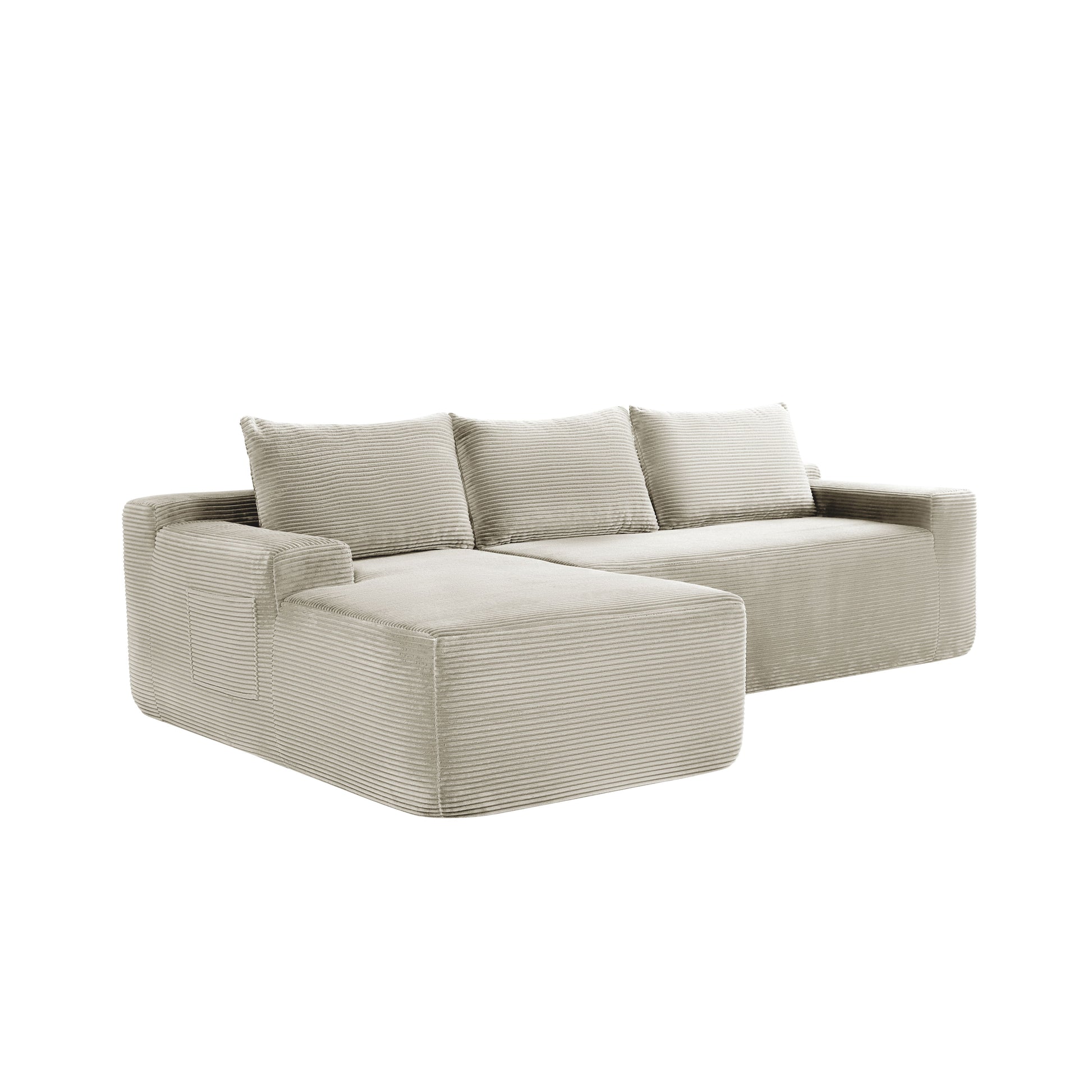 New2 96.9"Cloud Sectional Couch with L-Shape Chaise,Modern Modular Sofa with Deep Seat,Upholstered Couches for Living Room Bedroom,No Assembly Required,(Corduroy Fabric),Camel,left image 6