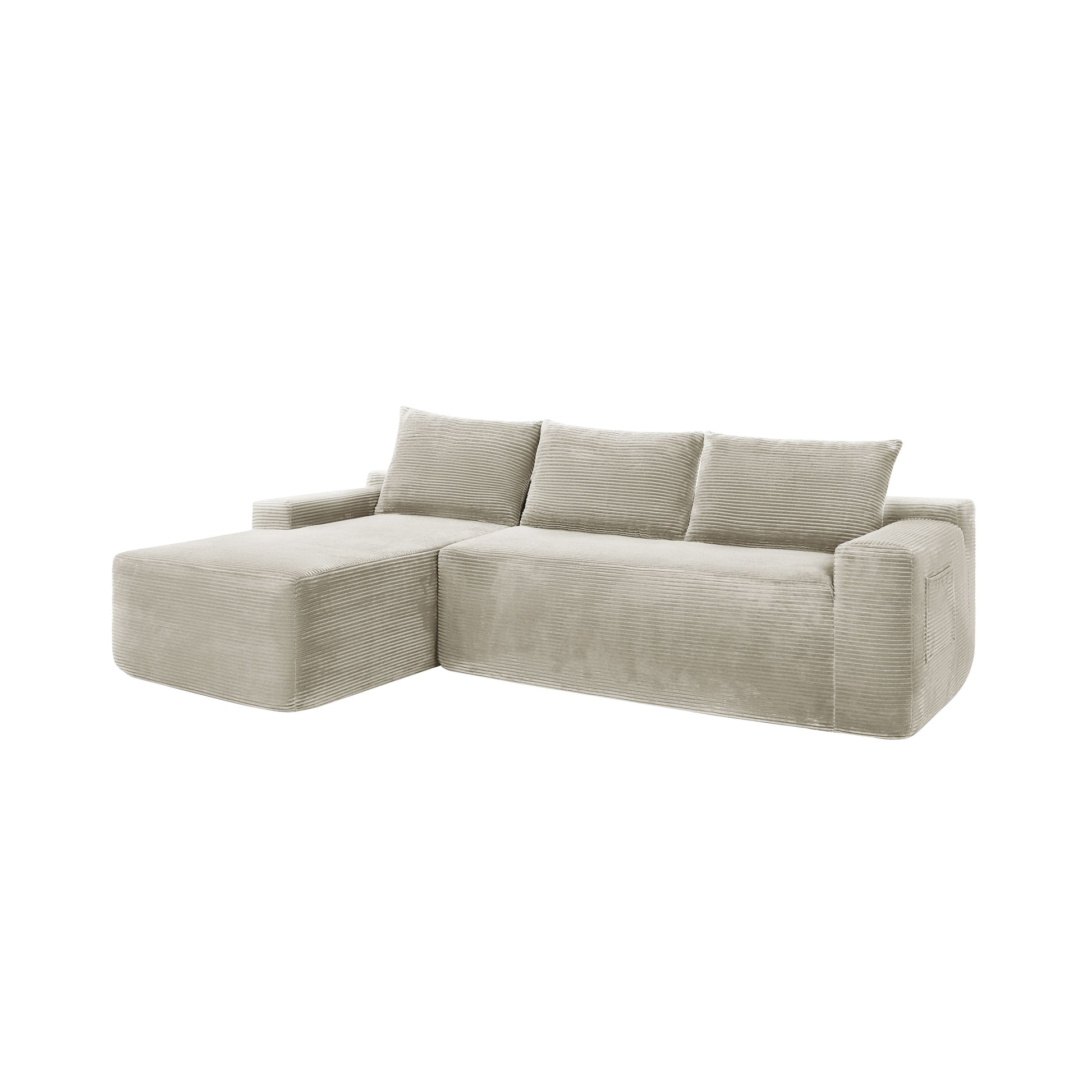 New2 96.9"Cloud Sectional Couch with L-Shape Chaise,Modern Modular Sofa with Deep Seat,Upholstered Couches for Living Room Bedroom,No Assembly Required,(Corduroy Fabric),Camel,left image 7