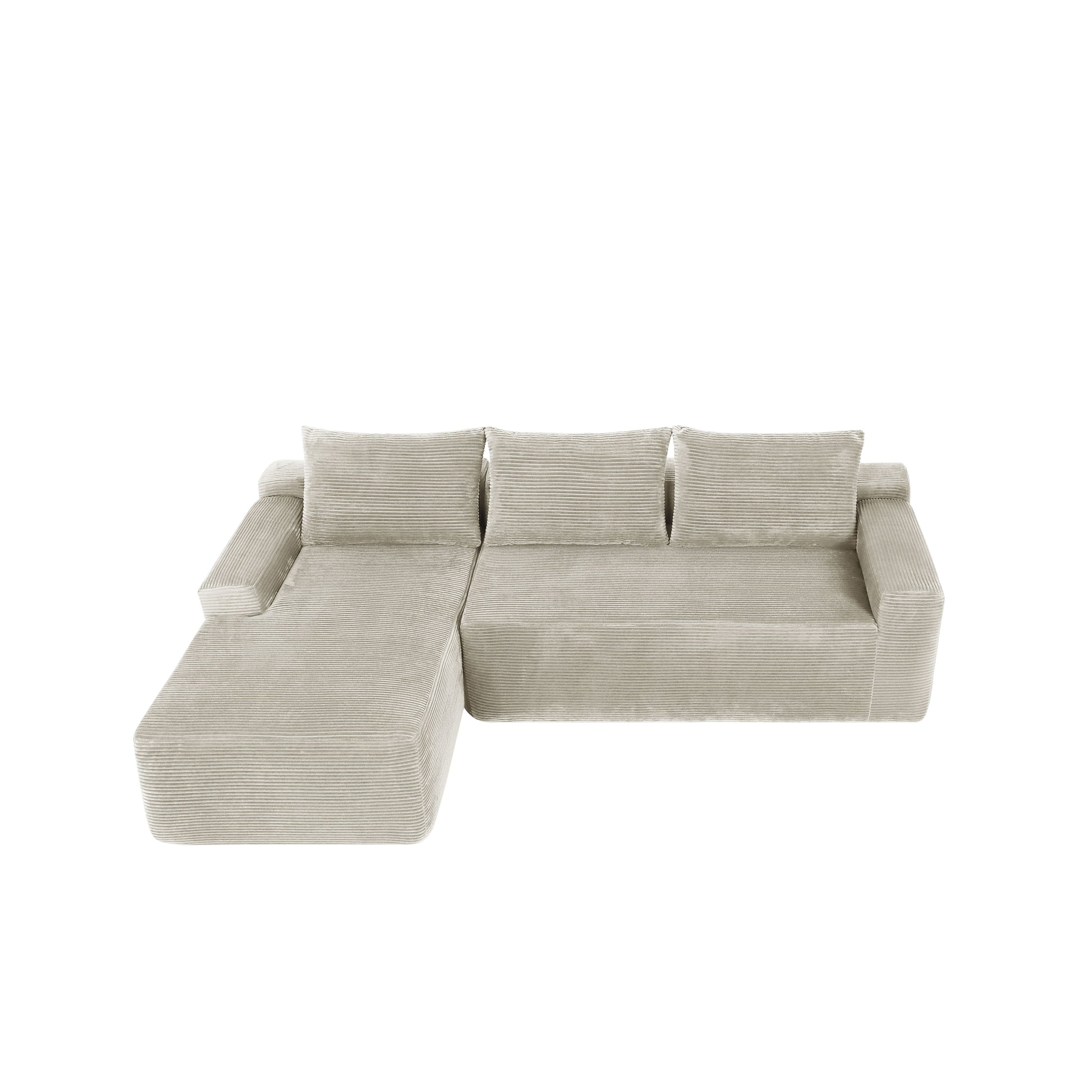 New2 96.9"Cloud Sectional Couch with L-Shape Chaise,Modern Modular Sofa with Deep Seat,Upholstered Couches for Living Room Bedroom,No Assembly Required,(Corduroy Fabric),Camel,left image 8