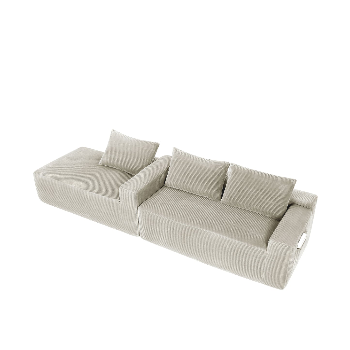 New2 96.9"Cloud Sectional Couch with L-Shape Chaise,Modern Modular Sofa with Deep Seat,Upholstered Couches for Living Room Bedroom,No Assembly Required,(Corduroy Fabric),Camel,left image 9