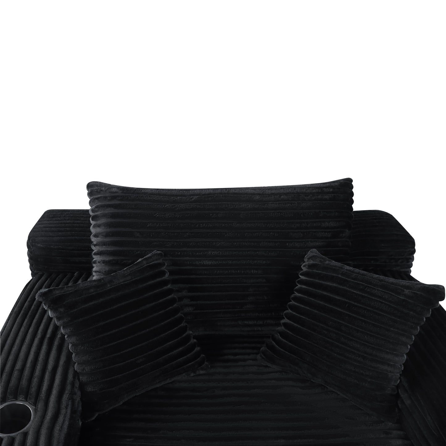 NEW Convertible Chaise Lounge Chair Plush with Wide Armrest & Throw Pillows, Cozy Boneless Sleeper Sofa Bed Armchair, with cup holder,for Living Room, Bedroom, No Assembly Required,Black image 10