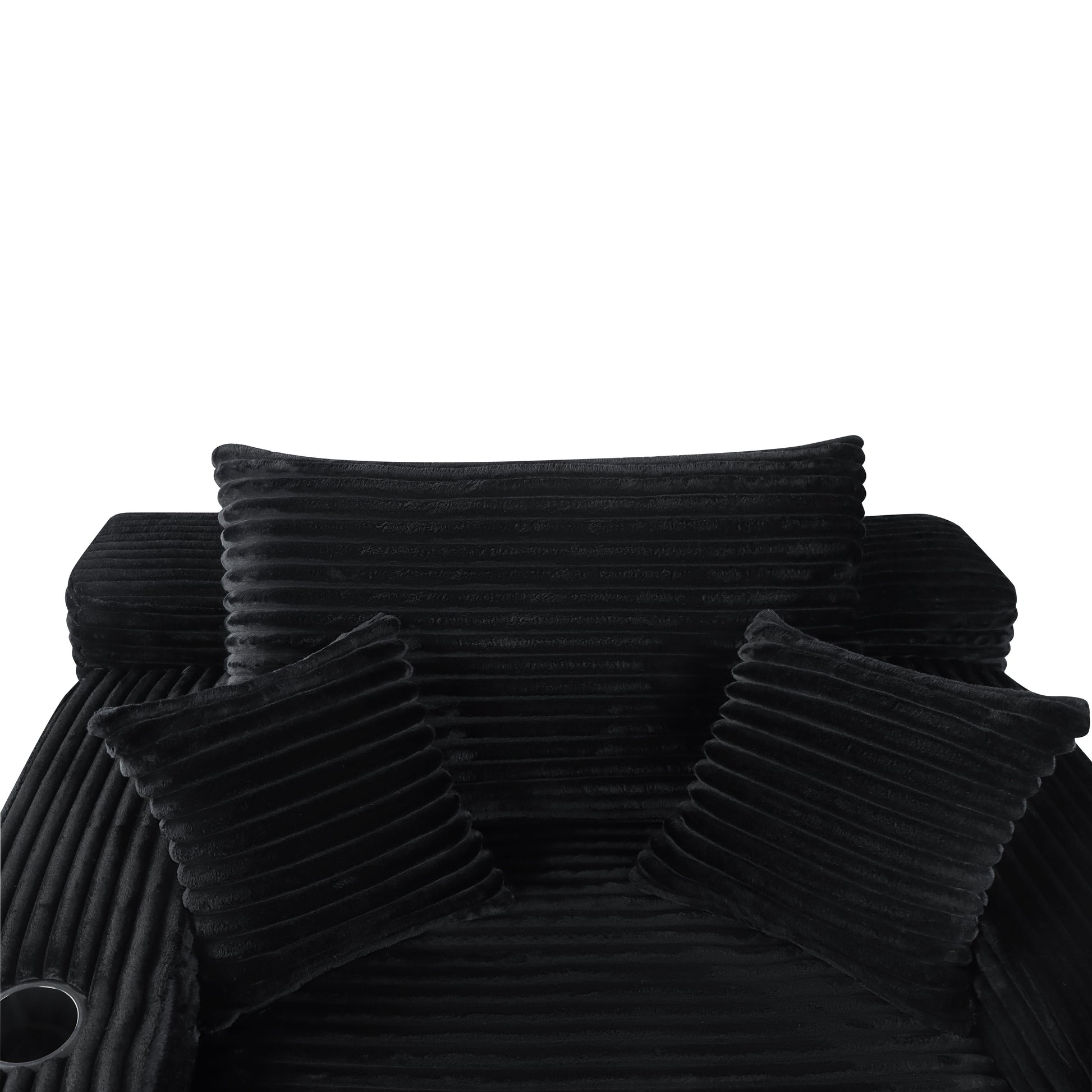 NEW Convertible Chaise Lounge Chair Plush with Wide Armrest & Throw Pillows, Cozy Boneless Sleeper Sofa Bed Armchair, with cup holder,for Living Room, Bedroom, No Assembly Required,Black image 10